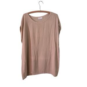 Allen Allen Women XS Beige Rayon Tunic Top Sleeveless 25” PTP 28” Long